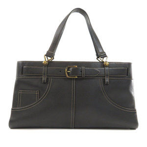 Christian Dior Stitch Tote Bag Leather Black